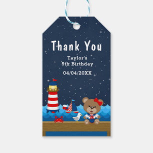 Étiquettes-cadeau Merci de la fête d'anniversaire rouge de la fille