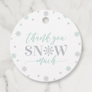 Étiquettes Cadeau Merci de la fête Silver & Mint Winter Wonderland