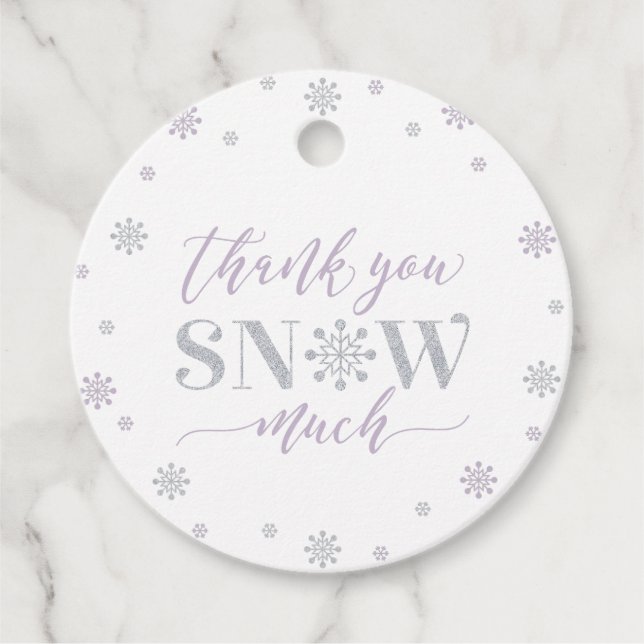 Étiquettes Cadeau Merci de la fête Silver & Purple Winter Wonderland (Devant)