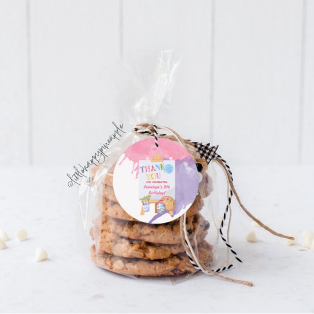 Étiquettes Cadeau Merci de la partie de peinture (Créateur téléchargé)