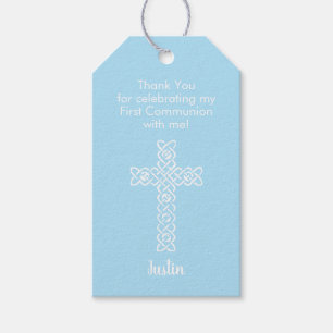 Étiquettes-cadeau Merci de la première communion Favor bleu