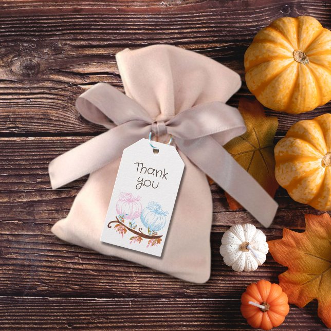 Étiquettes-cadeau Merci de la révélation du genre citrouille (Créateur téléchargé)