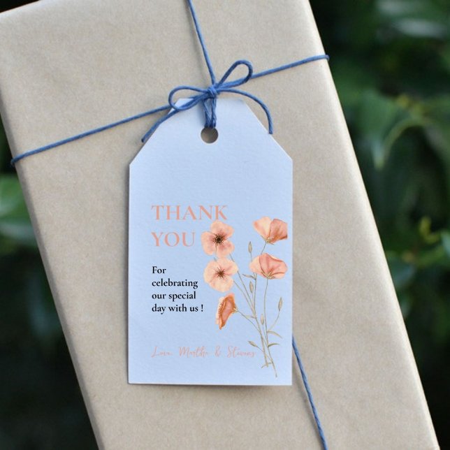 Étiquettes-cadeau Merci de Mariage à fleurs orange de Poppy (Créateur téléchargé)