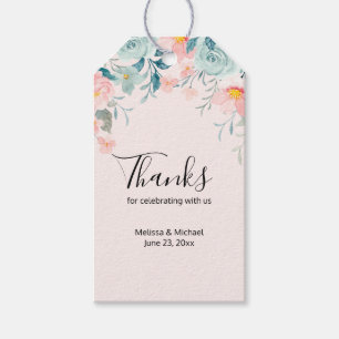 Étiquettes-cadeau Merci de Mariage à la frontière rose et vert
