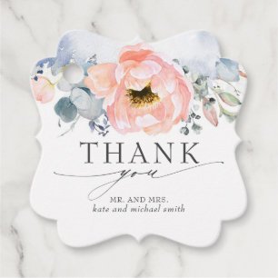 Étiquettes Cadeau Merci de Mariage bleu foncé à fleurs