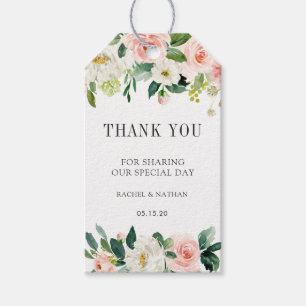 Étiquettes-cadeau Merci de Mariage d'aquarelle en fleurs blanches