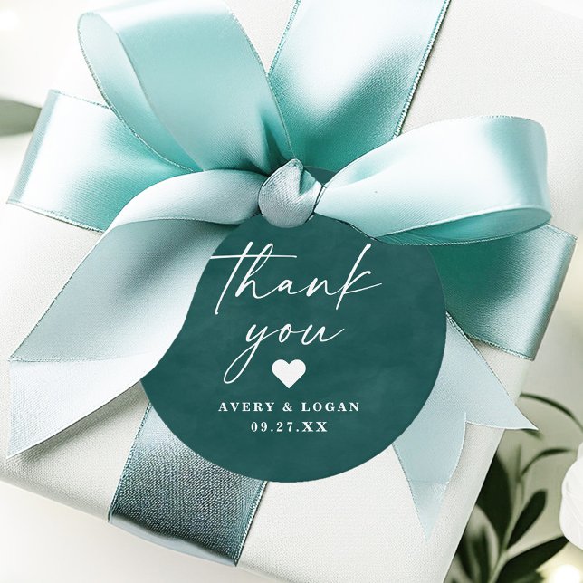 Étiquettes Cadeau Merci de Mariage de couleur Turquoise modifiable (Color Editable Thank You Wedding Favor tags.)