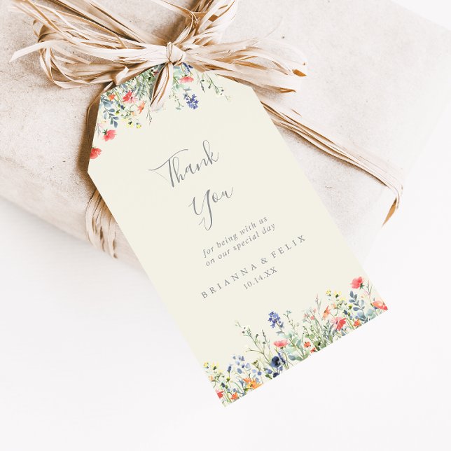 Étiquettes-cadeau Merci de Mariage de Fleur sauvage multicouleur (Créateur téléchargé)