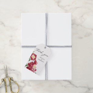 Étiquettes-cadeau Merci de Mariage de pivoine rouge