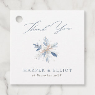 Étiquettes Cadeau Merci de mariage d'hiver moderne Blue Snowflake