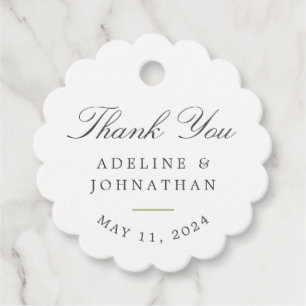 Étiquettes Cadeau Merci de mariage élégant à Hydrangea blanche