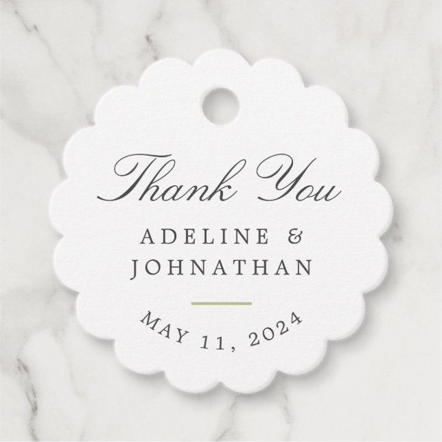 Étiquettes Cadeau Merci de mariage élégant à Hydrangea blanche (Devant)