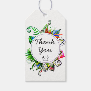Étiquettes-cadeau Merci de Mariage en feuille de palme tropicale gra