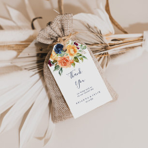 Étiquettes-cadeau Merci de Mariage Floral Élégant à plusieurs couleu