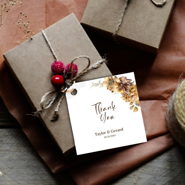 Étiquettes Cadeau Merci de Mariage floral rustique (Créateur téléchargé)