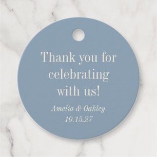 Étiquettes Cadeau Merci de mariage minimaliste Dusty Blue élégant