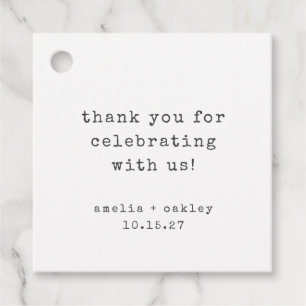 Étiquettes Cadeau Merci de mariage personnalisé blanc Retro Typewrit