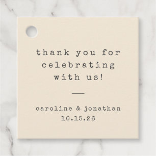Étiquettes Cadeau Merci de mariage personnalisé Retro Cream Typewrit