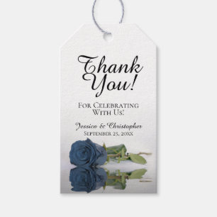 Étiquettes-cadeau Merci de Mariage Rose bleu en acier roux romantiqu