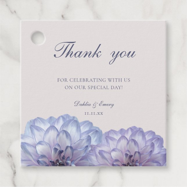 Étiquettes Cadeau Merci de Mariage rose rose pâle bleu poussiéreux (Devant)