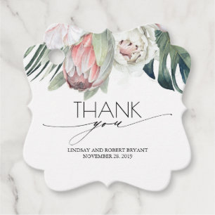Étiquettes Cadeau Merci de mariage tropical floral