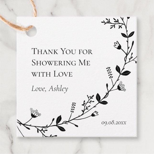 Étiquettes Cadeau Merci de m'avoir inondé d'amour Douche (Devant)