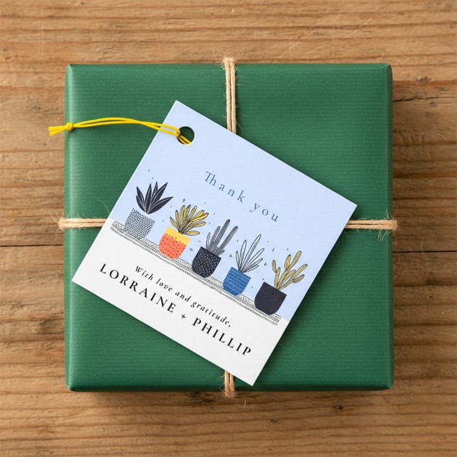 Étiquettes Cadeau Merci de ménage moderne mariage Favor sac (Modern Houseplant Thank You Wedding Favor Bag Favor Tags.)