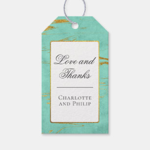 Étiquettes-cadeau Merci de Motif de la menthe et du marbre d'or
