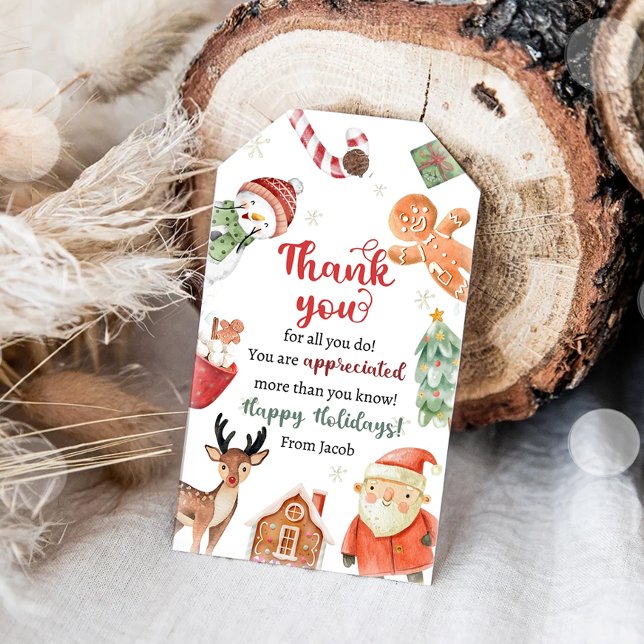 Étiquettes-cadeau Merci de Noël Vacances Appreciation Famille (Créateur téléchargé)