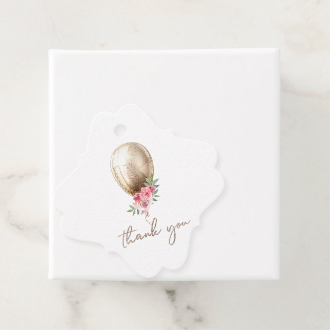 Étiquettes Cadeau Merci de Parties scintillant en balloon beige de l (En situation)