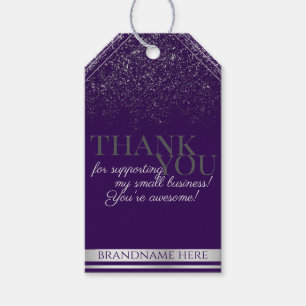 Étiquettes-cadeau Merci de pluie moderne violet et Parties scintilla