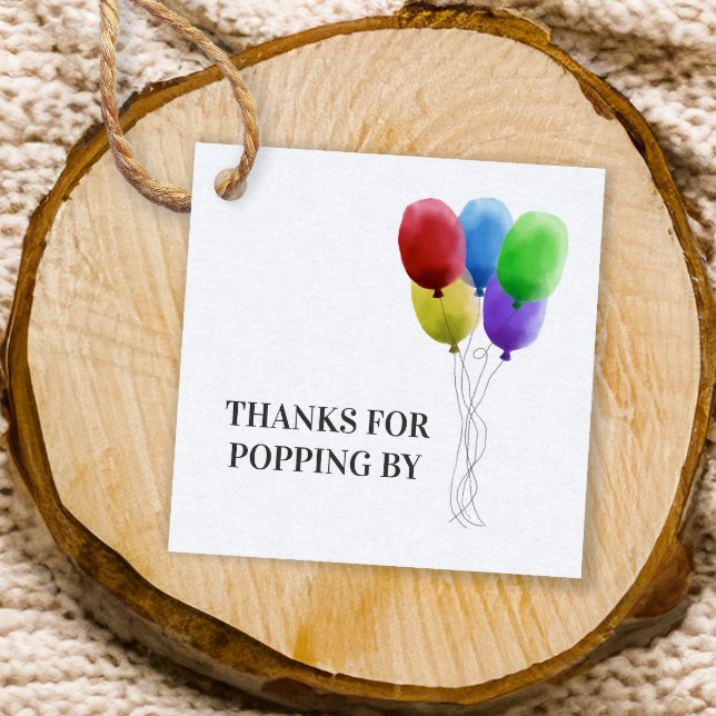 Étiquettes Cadeau Merci de Popping By, Balise Cadeau Balloon, Popcor (Créateur téléchargé)