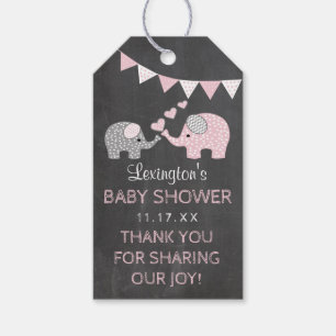 Étiquettes-cadeau Merci de regard de craie de baby shower d'élépha