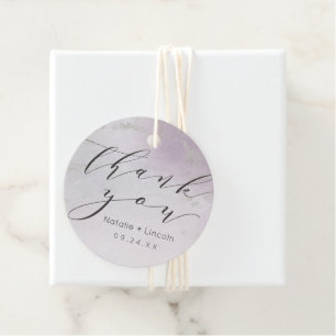 Étiquettes Cadeau Merci de script d'huile d'argent violet Ombre