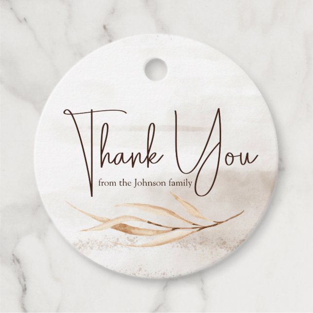 Étiquettes Cadeau Merci de script en marbre Boho (Devant)