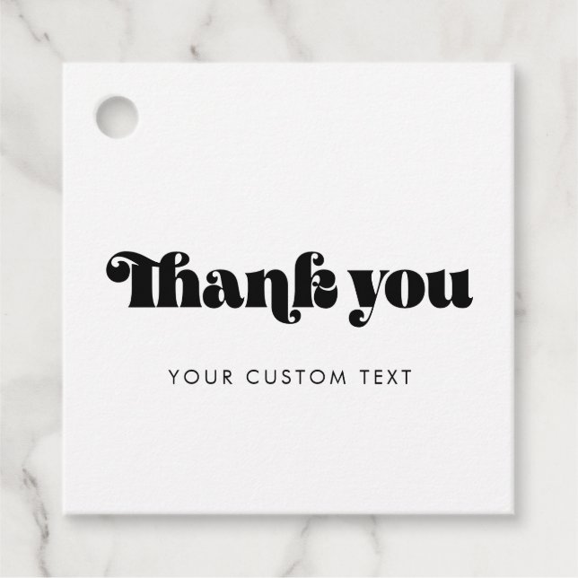 Étiquettes Cadeau Merci de script rétro vintage (Devant)