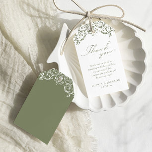 Étiquettes-cadeau Merci de script Vintage élégant Sage Green