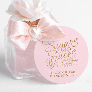 Étiquettes Cadeau Merci de sucre et d'épice rose et or