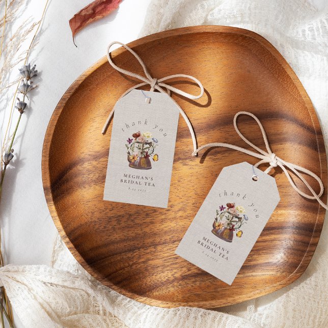 Étiquettes-cadeau Merci de Tea Party Fleur sauvage d'aquarelle (Créateur téléchargé)
