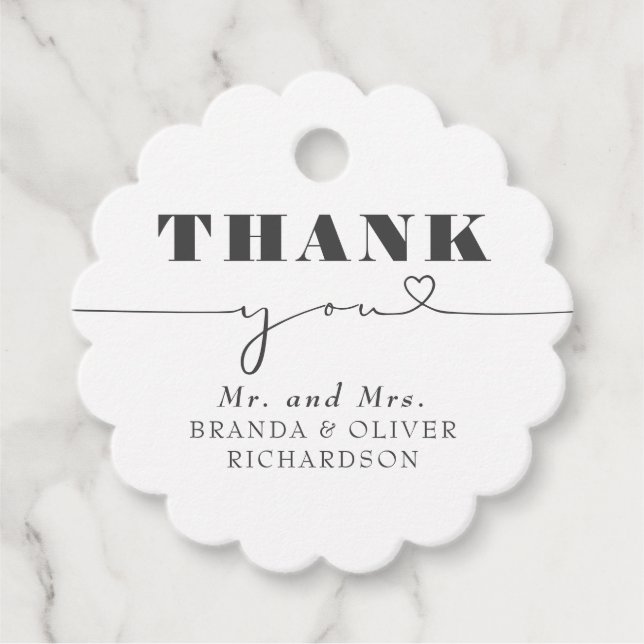 Étiquettes Cadeau Merci de texte du coeur mignon (Devant)