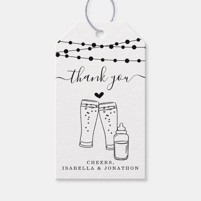 Étiquettes-cadeau Merci de toast de bière brassée pour bébé - Kraft  (Devant)