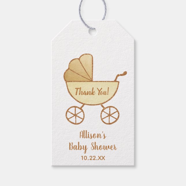 Étiquettes-cadeau Merci de transport jaune baby shower (Devant)