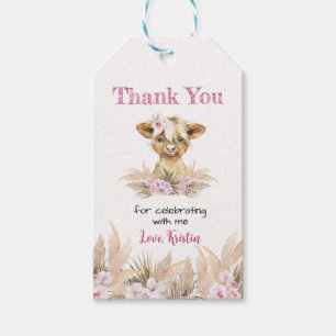 Étiquettes-cadeau Merci de vache Floral Highland Favoriser