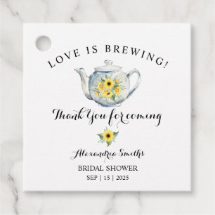 Étiquettes Cadeau Merci de verdure tournesol pour une douche à thé à