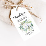 Étiquettes-cadeau Merci de verdure tropicale des eucalyptus<br><div class="desc">Ces eucalyptus tropicaux vert merci étiquettes de faveur sont parfaits pour une réception de mariage de destination. Le design se décline en roses éclatants illustrés de violet, blanc, bleu et rose, nichés dans un beau bouquet de feuilles vert eucalyptus. Personnalisez ces balises avec un message court, vos noms et votre...</div>