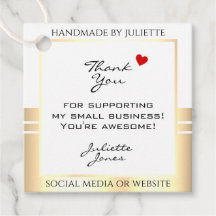 Merci d'emballage blanc et or