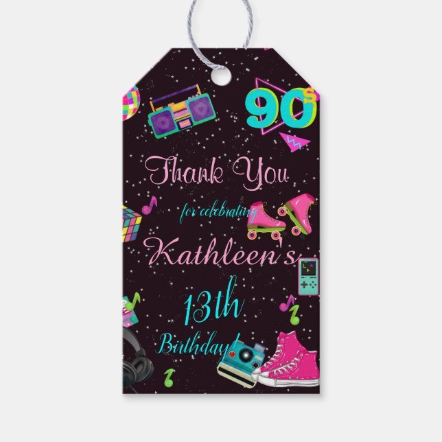 Étiquettes-cadeau Merci des années 90, dans les années 90, n'importe (Devant)