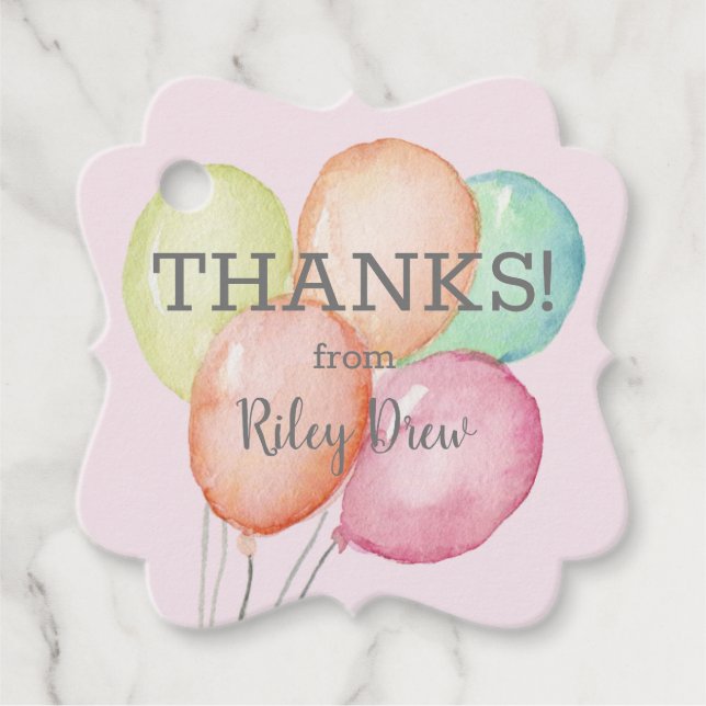 Étiquettes Cadeau Merci des ballons aquarelles (Devant)