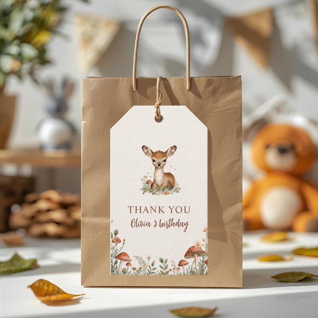 Étiquettes-cadeau Merci des cerfs de forêt | Forêt rustique (Créateur téléchargé)