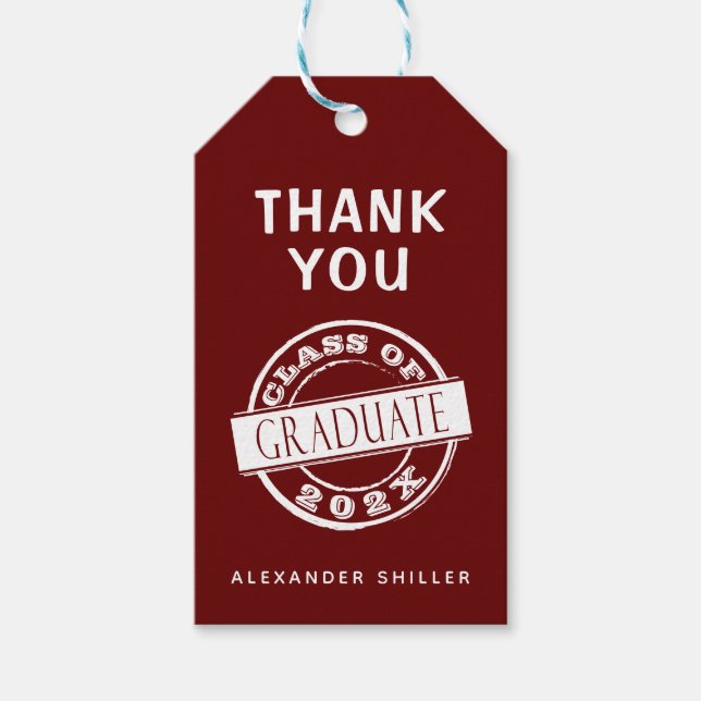 Étiquettes-cadeau Merci des diplômés de Bourgogne moderne personnali (Devant)